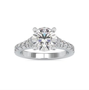 Anillo de Compromiso de Moissanita con Corte Redondo, Plata de Ley, Chapado en Oro Blanco, Anillo de Boda, Joyería Fina Elegante y de Lujo, Regalo - Product Image 1