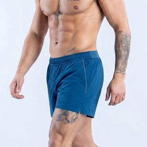 กางเกงขาสั้นออกกำลังกายสีน้ำเงินสำหรับผู้ชายขายส่ง สวมใส่สบาย ระบายอากาศได้ดี กางเกงวิ่งผู้ชายมีกระเป๋าข้าง กางเกงขาสั้นผู้ชายสกรีนโลโก้ได้ - Product Image 5