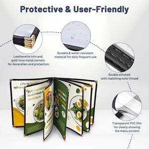 Copertina per Menu Nera da 1 Volume, 7 Pagine, 8.5x11 Pollici per Attrezzature di Servizio Ristorazione e Alberghiera - Product Image 4