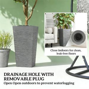 Set di 3 Vasi Conici Grigi da Esterno per Piante con Radici Profonde o Piccoli Alberi - Product Image 3