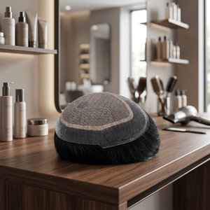 Perruques courtes ondulées en cheveux humains avec base toupet de taille 8x6, 9x6, 9x7, 10x7, 8x10, en cheveux indiens Remy pour hommes - Product Image 4