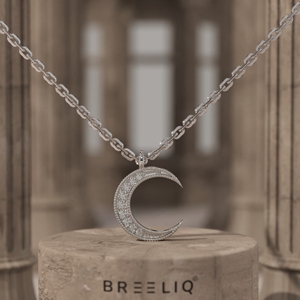 Collar con Colgante de Plata de Ley 925 con Baño de Rodio en Forma de Luna y Circonita, Estilo Moderno para Mujer, Regalo de Boda, Joyería - Product Image 1