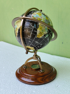 Globe terrestre en laiton fait main avec base en forme de boussole |   Décoration de bureau nautique antique - Product Image 3