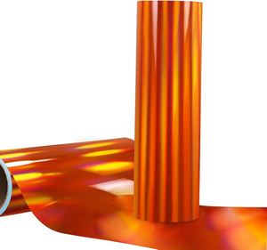 Orange Glossy Holographic Adhesive <b>Vinyl</b> Roll for Crafting DIY Decoration Sign Making Wholesale Waterproof Self Adhesive Film - Product Image 2