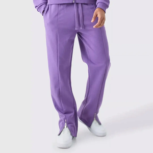 Ensemble de survêtement pour homme à capuche et fermeture éclair intégrale, coupe décontractée, veste et pantalon à jambe droite avec ourlet zippé, 2 pièces, vêtements de sport décontractés, vente en gros - Product Image 2