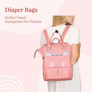 Polka Tots Bolsa de pañales Mochila de maternidad para madres Bolsa estilo gato-Melocotón - Product Image 3