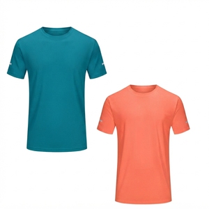 Camiseta Deportiva de Verano para Hombre, Cuello Redondo, Manga Corta, Malla Transpirable, Personalizable, Color Sólido Naranja Verde Lima, Poliéster - Product Image 5