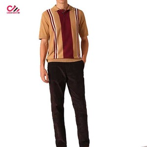 Polo tricoté personnalisé pour homme à rayures, manches courtes, décontracté, design color block, coupe classique, couleur unie, style professionnel - Product Image 2