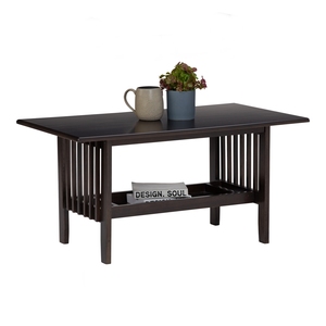Mesa de Centro Rectangular de Madera Marrón con Estante de Almacenamiento para Sala de Estar, Apartamento u Hotel - Product Image 2