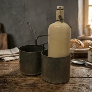 Porte-bouteille suspendu vintage en fer rustique, vase à fleurs, support pour ustensiles de cuisine, pot de fleurs de ferme, jardinière pour maison et hôtel - Product Image 5