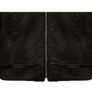 Men's Winter Leather <b>Jacket</b> Heated Reversible Design Waterproof Windproof Quick Dry Wool <b>Lined</b> Zipper Closure Multiple Front - Product Image 6