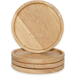 Juego de posavasos de madera redonda nórdica ecológica de la India estilo de diseño en blanco para cocina y ocasiones de boda - Product Image 1