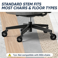 Roulettes de chaise de bureau pivotantes modernes de 75 mm avec design silencieux et réglable pour hôtels et bureaux, capacité de charge de 50 kg