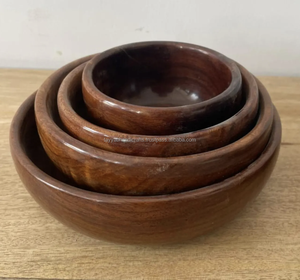 Tazón de Madera de Acacia de Diseño Moderno, Cristal Pulido, Utensilios de Cocina para Ramen, Fiestas, Tallado Personalizado, Ecológico, Hecho a Mano, Clásico - Product Image 5