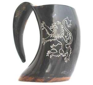 Tasses à boire en corne naturelle, faites à la main, durables, rondes, de style antique, de haute qualité, pour usage domestique, en provenance d'Inde - Product Image 1