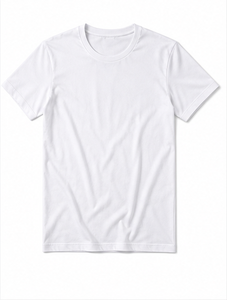T-shirt blanc à manches courtes pour homme, col rond, 100% coton jersey, teinture unie, couleur unie, coupe classique, style décontracté - Product Image 2