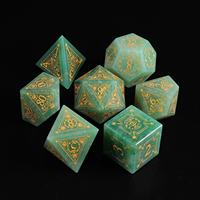 Ensemble de dés de jeu de rôle RPG et de stratégie de table DND, en pierre précieuse minérale naturelle à motif gravé, polyédriques