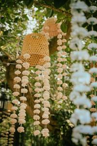 Minimalist Stylish Sustainable Handmade Cane Hanging Lantern <b>Decorative</b> Rattan <b>Ceiling</b> Light Cover for Banquet <b>Wedding</b> <b>Decor</b> - Product Image 3