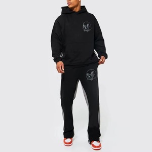 Conjunto Deportivo para Hombre, Sudadera con Capucha Negra, Pantalones Jogger, Color Sólido, Ropa Deportiva Informal, Transpirable, de Poliéster, Dos Piezas - Product Image 4
