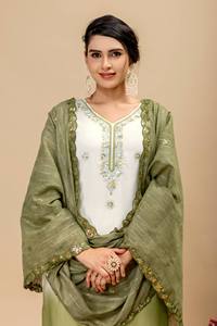 Ensemble de costume palazzo Georgette pour femme, deux tons, brodé de sequins, kurta, dupatta à séchage rapide, tenue festive indienne et pakistanaise - Product Image 5