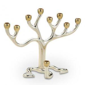 Élégante Ménorah Haute en Argent Poli à Neuf Branches, Porte-Bougie Traditionnel Juif pour Hanouka, Décoration de Table et de Maison - Product Image 4