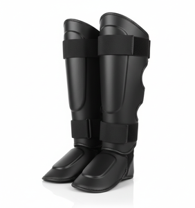 สนับแข้งหนัง PU ปักโลโก้ได้ตามต้องการ สำหรับคิกบ็อกซิ่ง มวยไทย ป้องกันขาและเท้า - Product Image 1