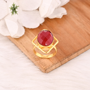Red Hydro Gemstone <b>Ring</b> Handmade <b>Adjustable</b> Fashion <b>Ring</b> for Women - Product Image 3