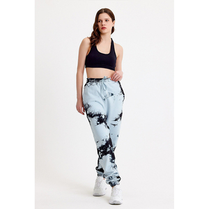 Pantalon de jogging tie-dye pour homme, taille élastique avec cordon de serrage, bas de jambe côtelé, décontracté, léger, en coton et élasthanne, pour l'été - Product Image 6