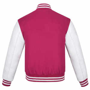 Chaqueta Varsity Corta de Béisbol para Hombre, con Mangas de Cuero y Logotipo Personalizado del Fabricante OEM, Bordado Negro, para Parejas, Estilo Universitario - Product Image 2