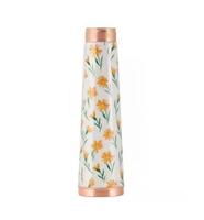 Botella de Agua de Cobre con Diseño de Grulla Japonesa y Sakura, Botella Ayurvédica de Cobre Puro con Estampado de Aves y Flores Azules, Regalo OEM