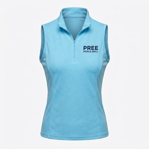 Customizable Women's High Collar Technical Tank <b>Top</b> Vest Sleeveless Quarter Zip Moisturizing Wicking Interlock Fabric 1 Piece - Product Image 1