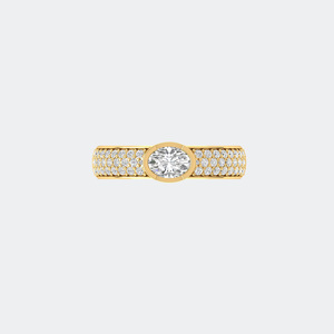 Bague solitaire ovale en diamant brillant de 1,00 carat avec un sertissage pavé imposant – Bague de fiançailles classique de luxe - Product Image 1