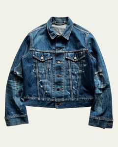Veste en jean délavé pour homme avec détails effilochés, col rabattu, style décontracté, coupe courte, coupe classique, vêtement d'extérieur pour l'automne - Product Image 1