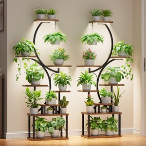 Antique Walnut Wooden <b>Rectangle</b> Plant Stand with Magazine Rack | Handcrafted Hardwood <b>Planter</b> Display - Product Image 4