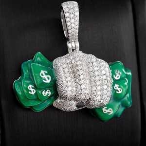 Colgante de Moissanita de Plata de Ley 925 con Diseño de Moneda, Joyería Hip Hop Iced Out, Colgantes y Dijes de Joyería Fina, ¡Venta Caliente! - Product Image 1