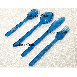 Juego de Cubiertos de Resina con Diseño Único en Espiral, 5 Piezas, Cubertería de Resina, Color Personalizado, Juego de Cuchara, Tenedor y Cuchillo de Resina, Vajilla para Mesa - Product Image 2