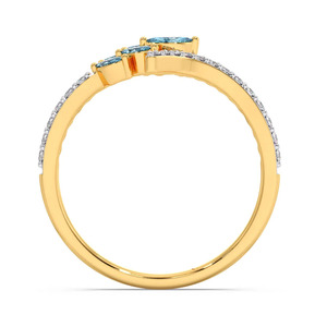แหวนเพชรลายดอกไม้ประดับหินสีน้ำเงิน - Product Image 4