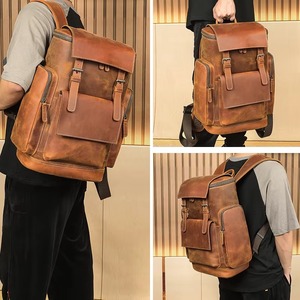 Signature Vintage Leather <b>Backpack</b> <b>Waterproof</b> Anti-Theft Laptop Rucksack Genuine Leather Craft LBP-0433 - Product Image 2
