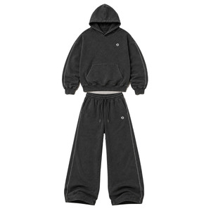 Conjuntos de Sudadera con Capucha y Pantalones Deportivos Holgados de Hip Hop para Hombre, de Color Sólido, Transpirables, de Algodón Grueso, con Bolsillos - Product Image 3