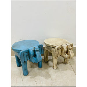 Taburete Decorativo Ecológico de Madera con Forma de Elefante, Diseño Art Deco Hecho a Mano, Motivos Tradicionales Pintados a Mano, para Bodas y Diwali - Product Image 3
