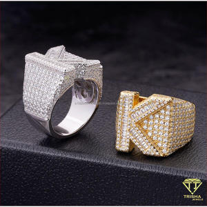 Bague en moissanite à cadre entrelacé de créateur avec argent sterling 925 pour bijoux de mode masculins de luxe - Product Image 4