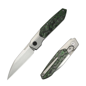 Folding Knives with Green Metal Handle <b>Stainless</b> <b>Steel</b> Blade Portable Folding Design for <b>Outdoor</b> Camping and Everyday Tasks - Product Image 1