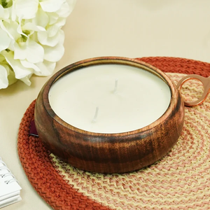 Vela Artesanal Redonda de Madeira: Centro de Mesa Rústico Decorativo para Casa, Casamento, Presente de Feriado e Decoração Aconchegante de Mesa - Product Image 2