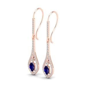 REYES Nouvelle Collection Femme Boucles d'Oreilles Pendantes en Or Massif 14K 18K avec Saphir Bleu Taille Ovale 1 Carat et Moissanite - Product Image 3
