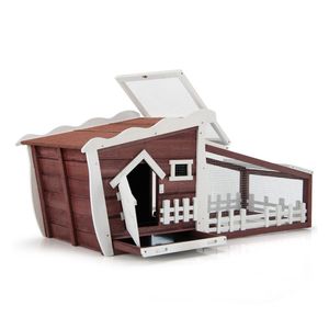 Classica Cuccia per Conigli in Legno di Abete con Vassoio Estraibile, Lussuosa Casetta per Animali Domestici da Interno per Razze Grandi, per Uso Esterno in Villa - Product Image 1