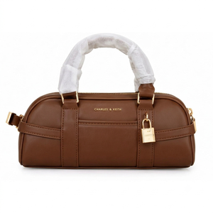 Women Luxury PU Leather <b>Handbag</b> Stylish Padlock Bowling Crossbody Bag Two Straps Polyester Lining Trendy <b>Ladies</b> Travel Tote - Product Image 1
