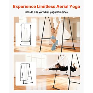 Amache da yoga con supporto per altalena con capacità massima di carico di 200 kg, struttura triangolare, attrezzatura aerea, schiuma EVA da 2 m - Product Image 3