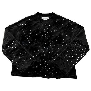 Men Oversized Double <b>Layer</b> Long Sleeve T Shirt Rhinestone Embellished Streetwear <b>Top</b> Custom Graphic Tee Casual Fashion Wear - Product Image 5