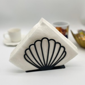 Modern Metal Napkin Holder Shell Design Free Standing <b>Table</b> Decorative Stand - Product Image 3