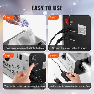Macchina per Neve 1500W ad Alta Produzione, Generatore di Fiocchi di Neve con Serbatoio d'Acqua da 5L, 2 Telecomandi, Batteria ad Alta Potenza - Product Image 6